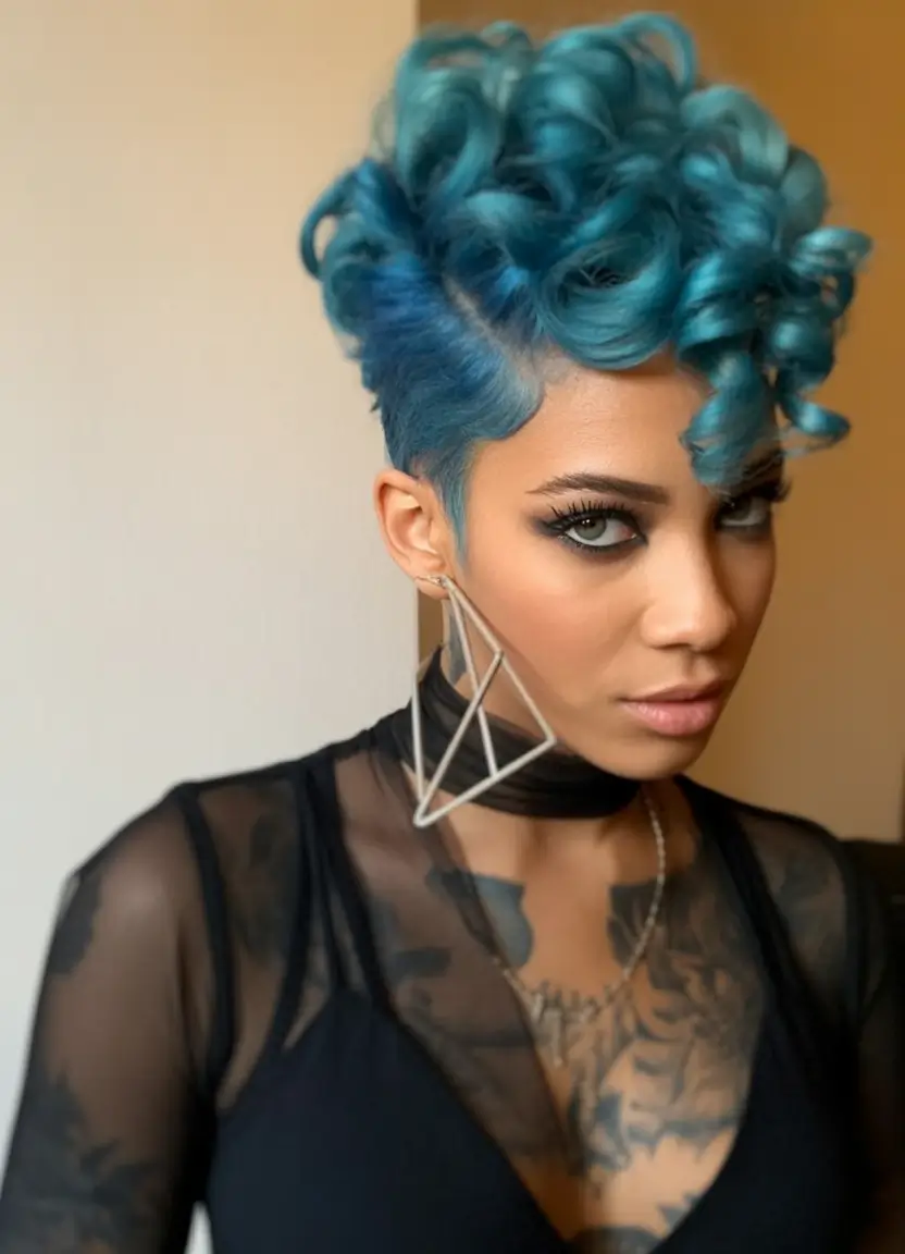 fall hair color for black women Mermaid Curls in Deep Teal