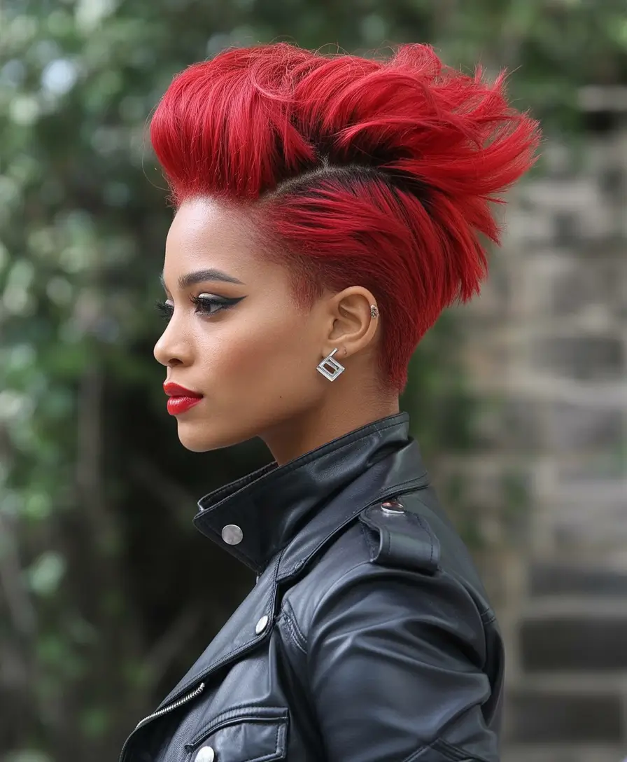 fall hair color for black women Crimson Powerhawk with Matte Edge
