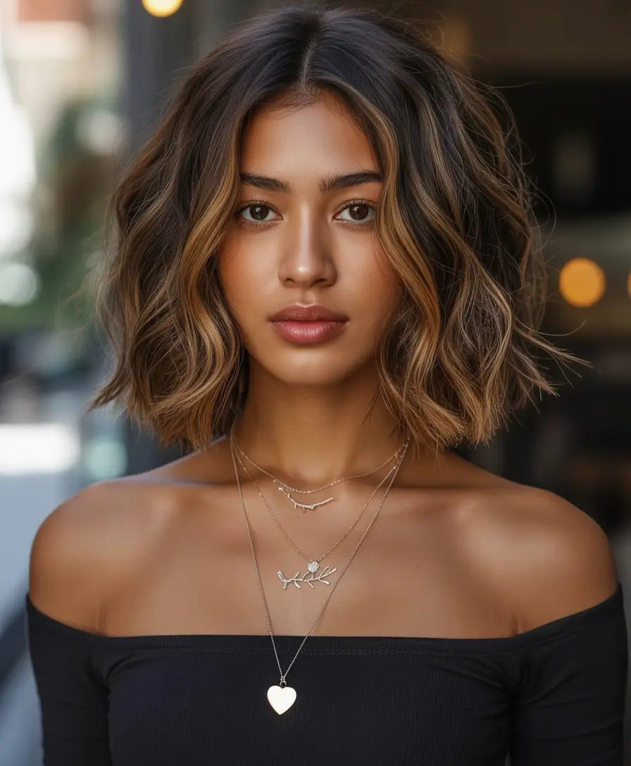 fall hair color for black women Bronde Bob with Root Depth