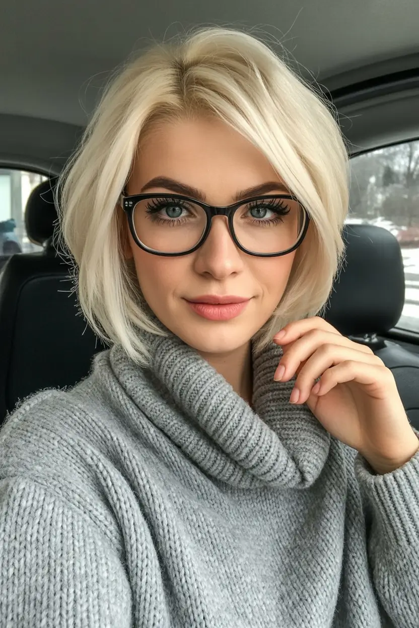 Fall bob hairstyle – Snow-Cashmere Bob with Shadow Root