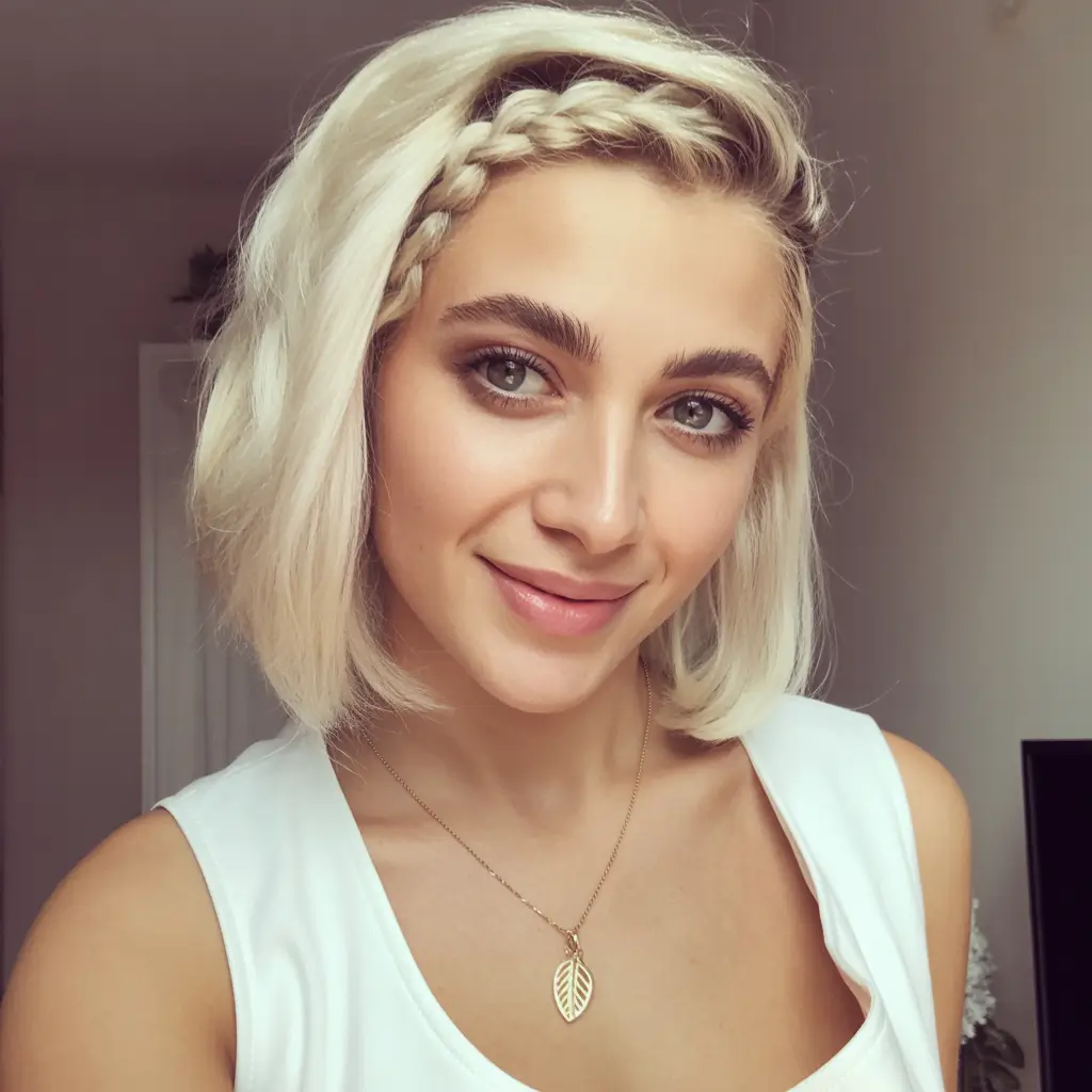 Fall bob hairstyle – Pearly Crown-Braid Bob