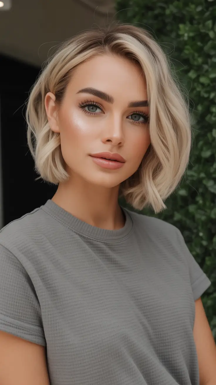 Fall bob hairstyle – Vanilla Frost Side-Part Bob