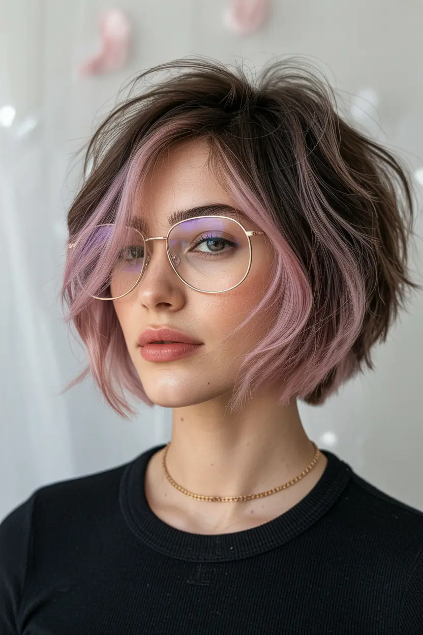 Fall bob hairstyle – Smoky Rose Bob with Dark Interior