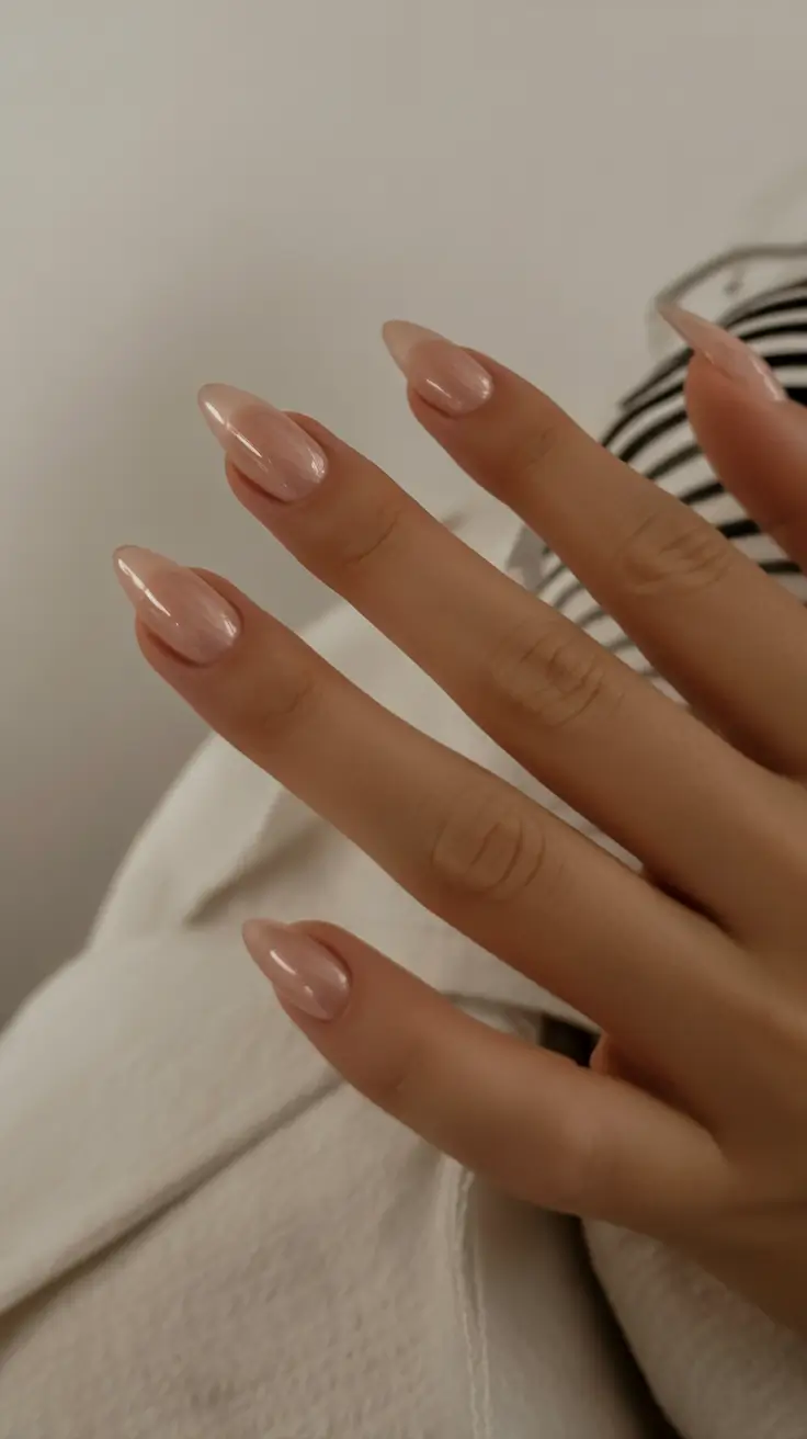 fall almond nails Soft Nude Simplicity
