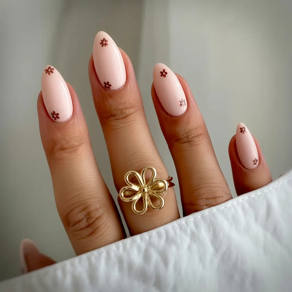 fall almond nails Playful Mini Flowers