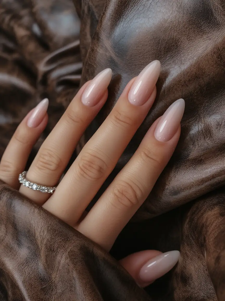 fall almond nails Milky Ombré Neutrals