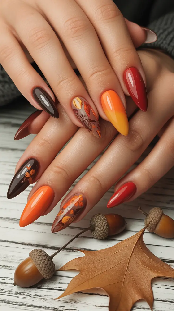 fall almond nails Autumn Leaves Palette