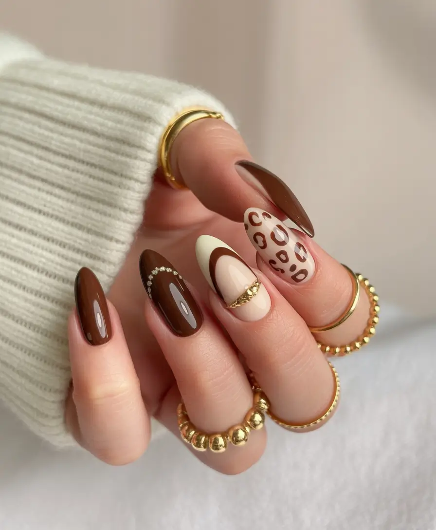 fall almond nails Rich Coffee Tones With Detail