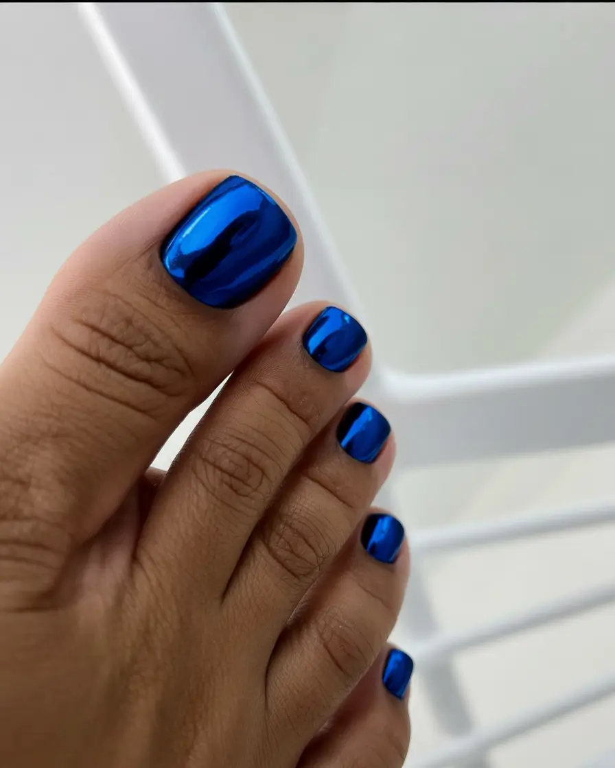 Fall Toe Nail Colors Blue Chrome Drama