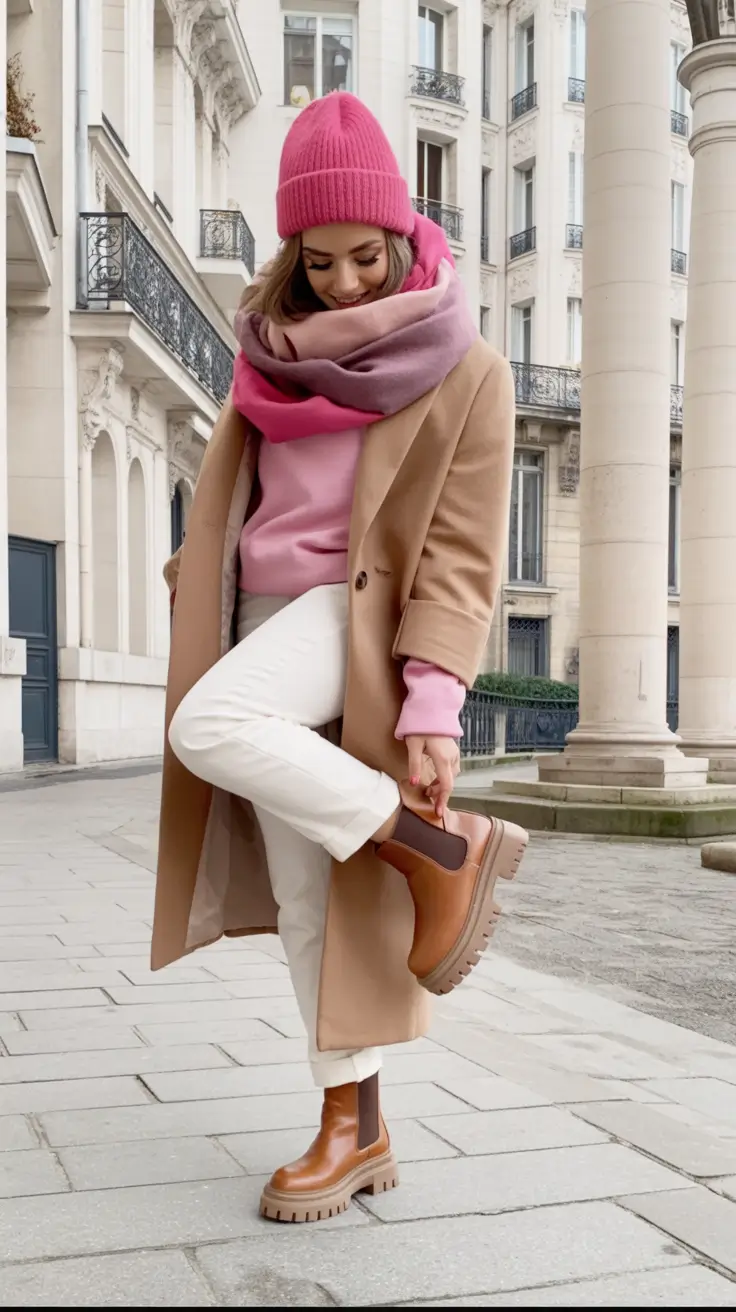 fall winter outfits Pop of Pink Sophistication