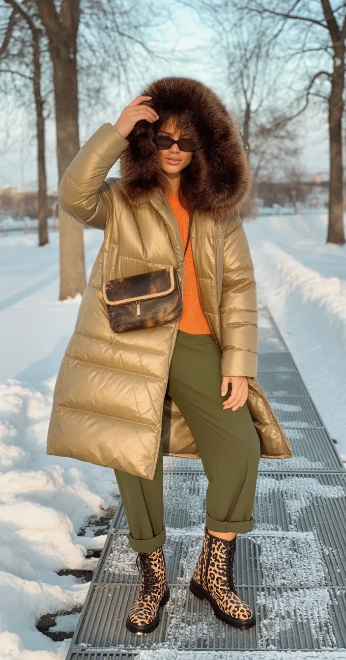 fall winter outfits Golden Luxe with a Wild Twist