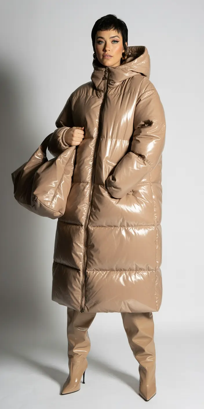 fall winter outfits Monochrome Gloss and Shine
