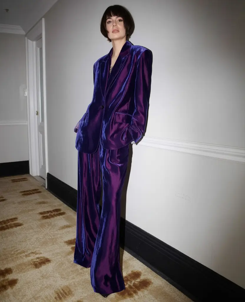 winter birthday outfit Velvet Power Suit Energy