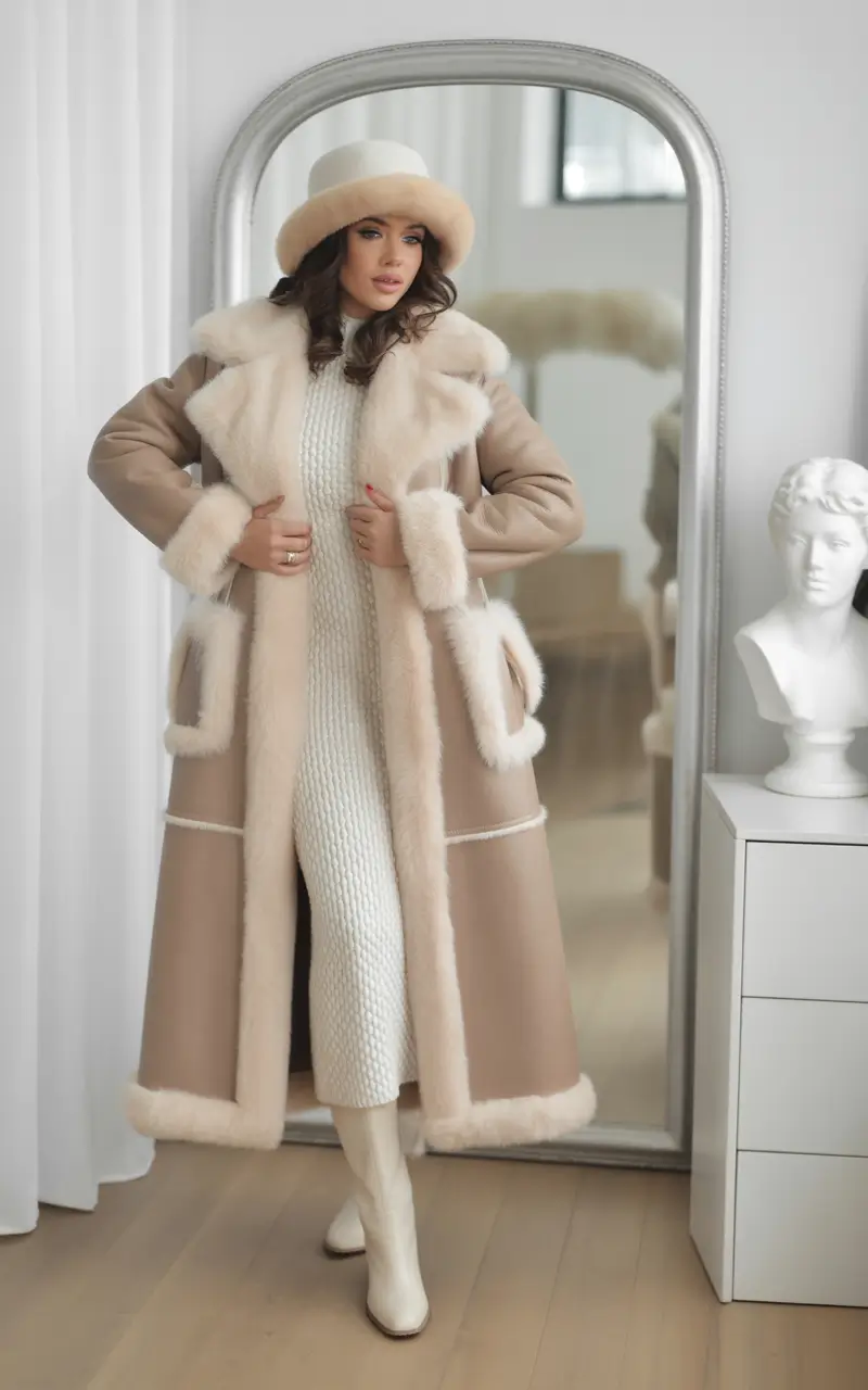 winter birthday outfit Retro Shearling Glamour