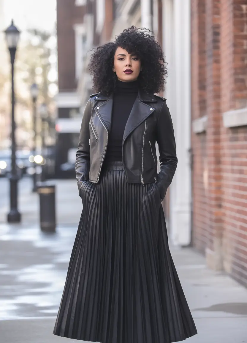 winter birthday outfit Leather Rebel Grace