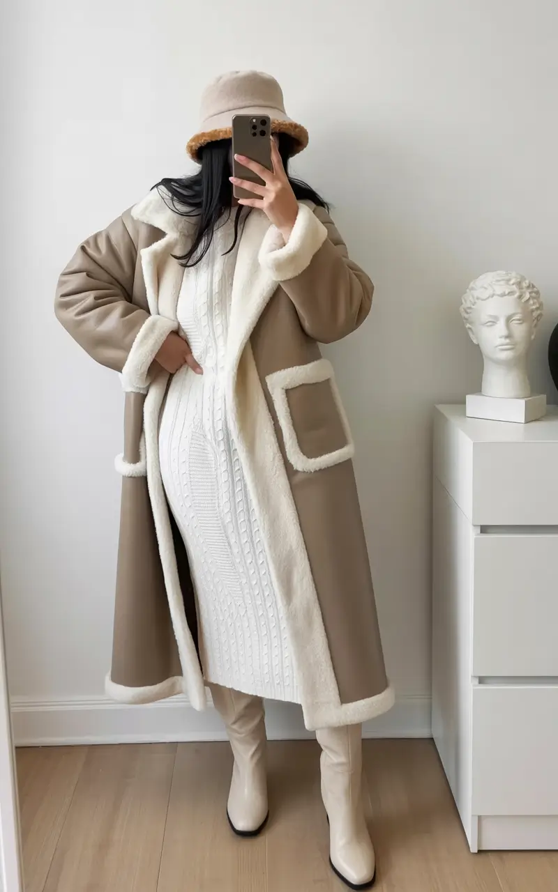 winter-fits-Shearling-Coat-With-Bucket-Hat-Charm
