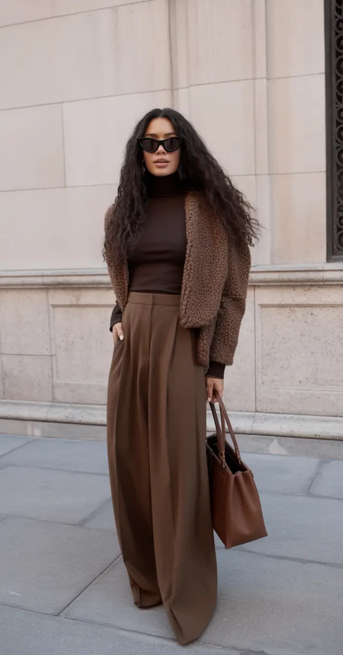 classy winter outfits Rich Chocolate Monochrome Layers