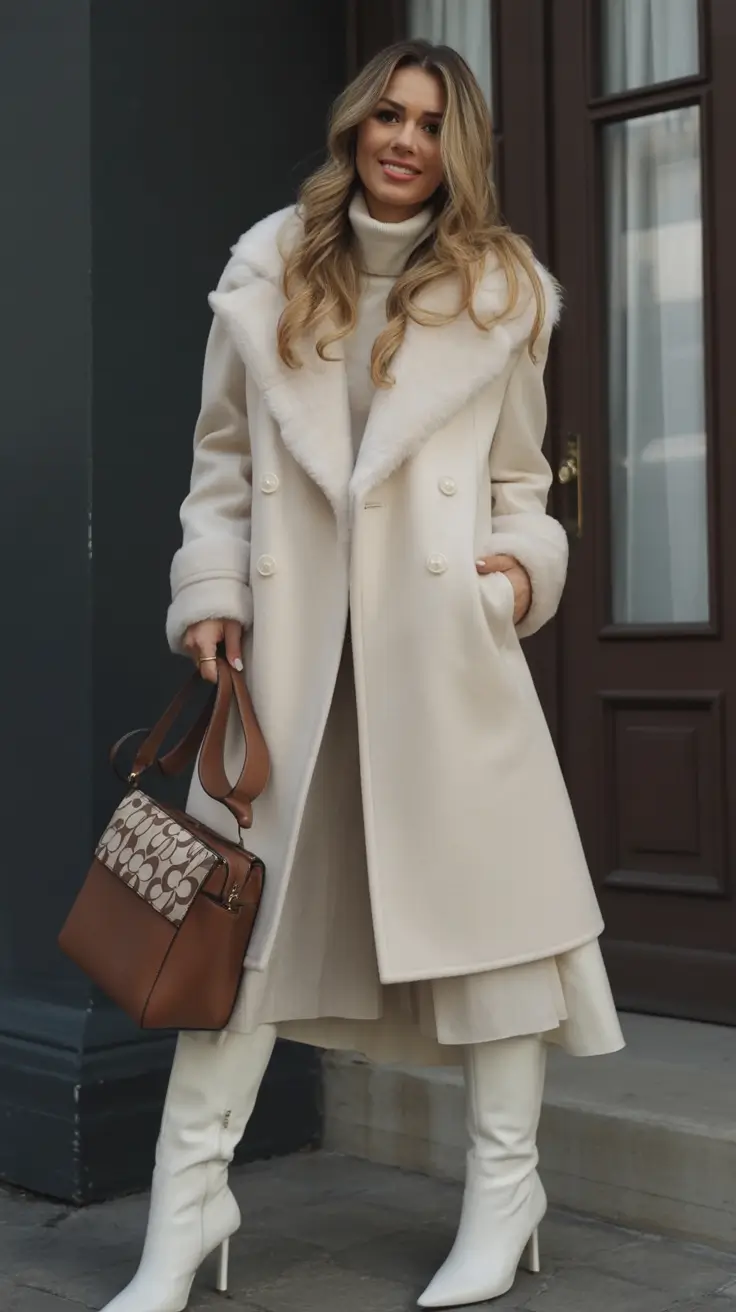 classy winter outfits Winter Whites with Retro Elegance