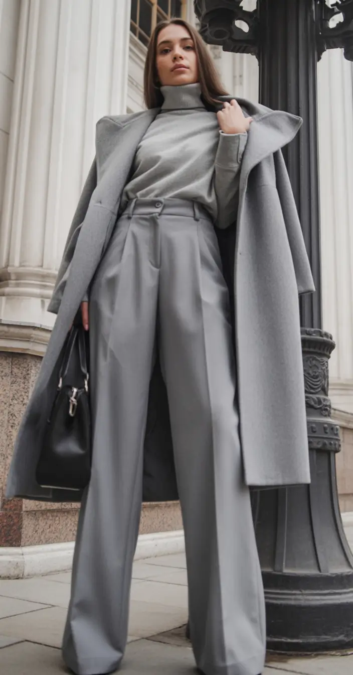 classy winter outfits Steel Grey Tonal Dressing