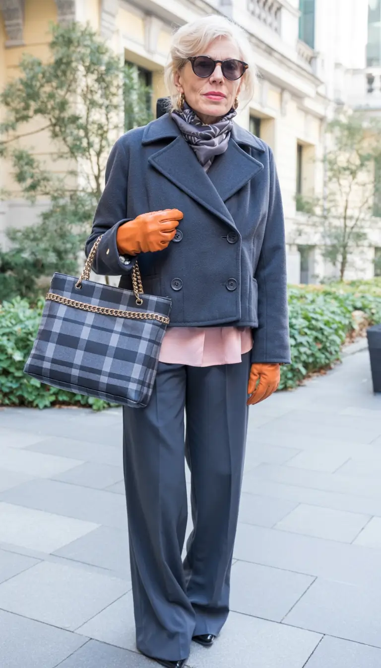 classy winter outfits Modern Plaid with a Pop of Color