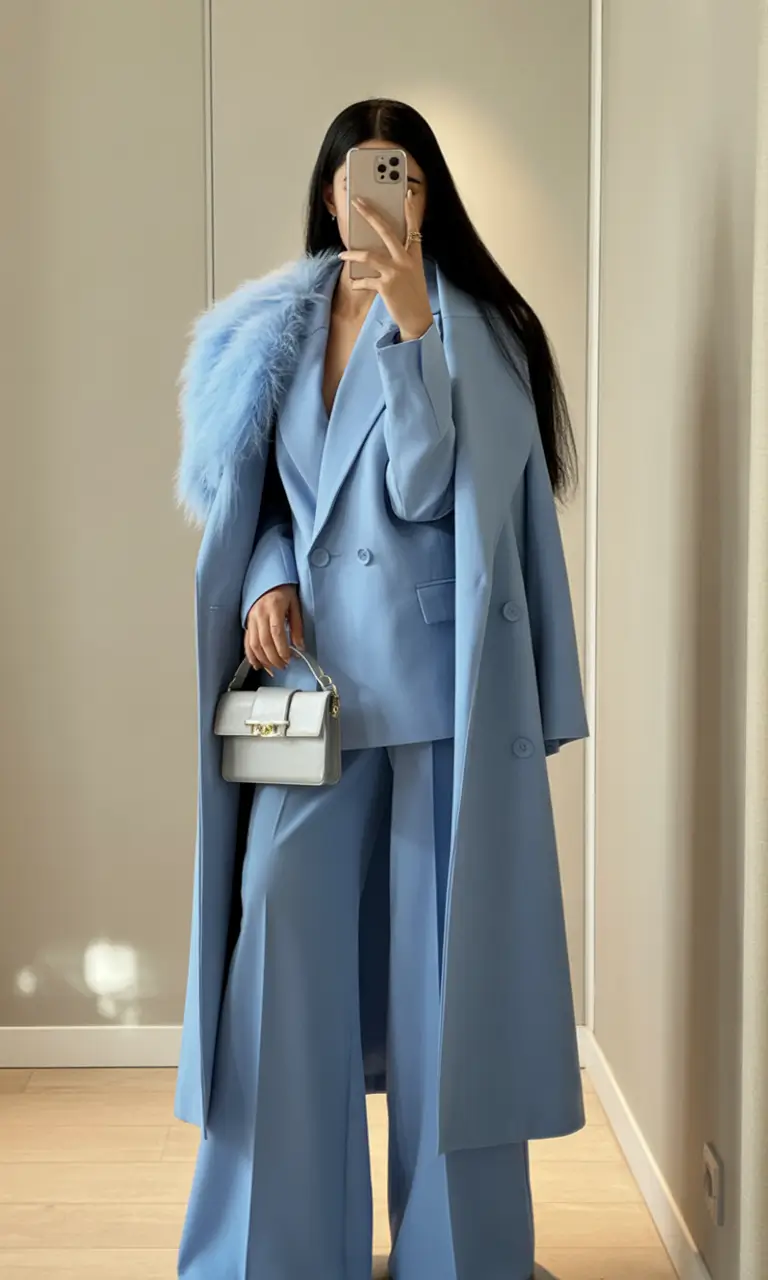 classy winter outfits Powder Blue Sophistication