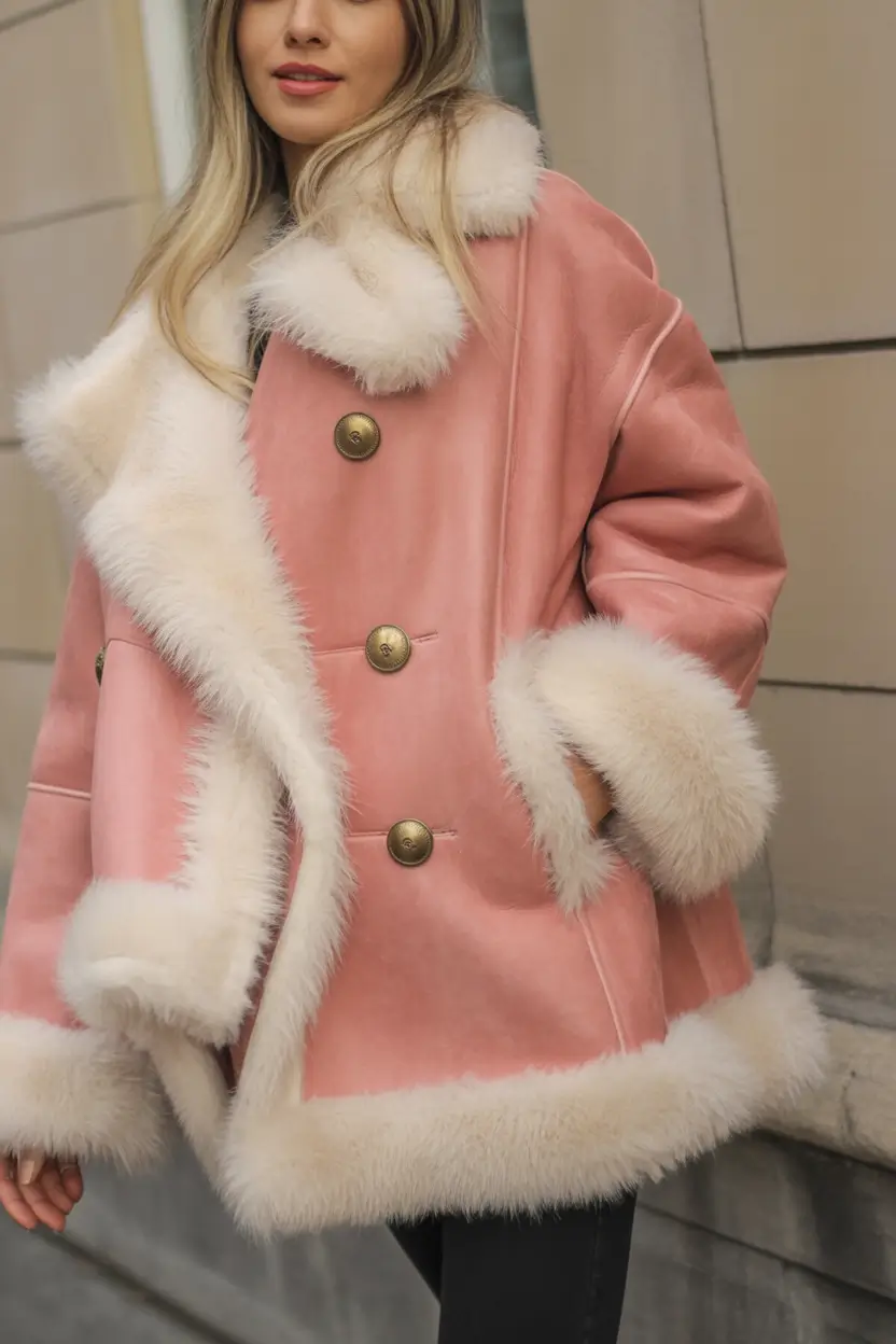 cute winter outfits Blush Charm With Faux Fur Accents