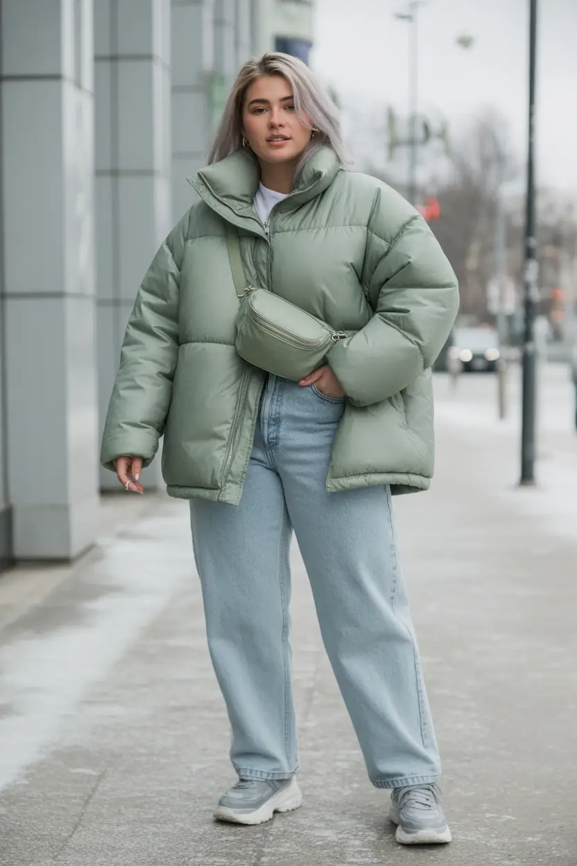 cute winter outfits Pistachio Puffer Casual