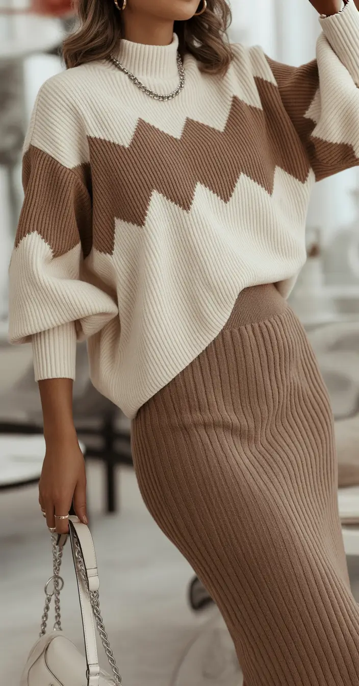 cute winter outfits Neutral Knit Elegance
