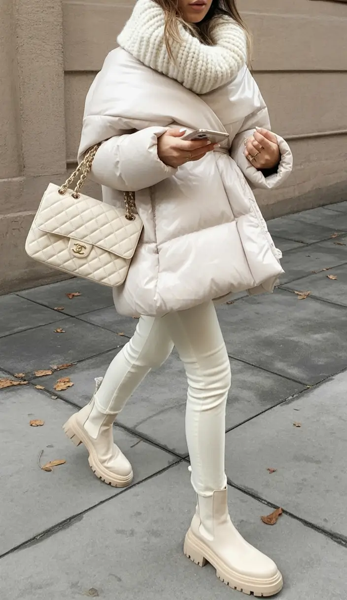 cute winter outfits Ivory Monochrome Luxe