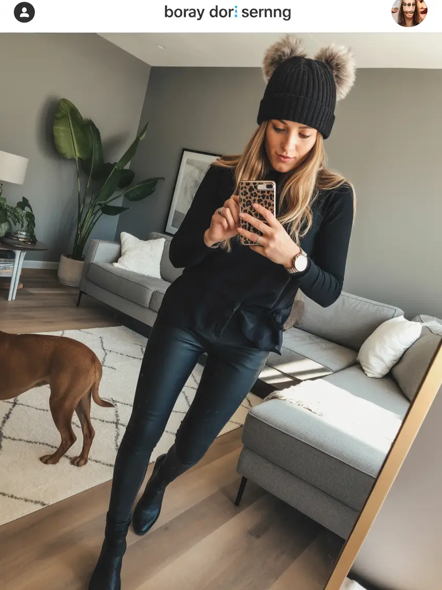 cute winter outfits Playful All-Black Edge