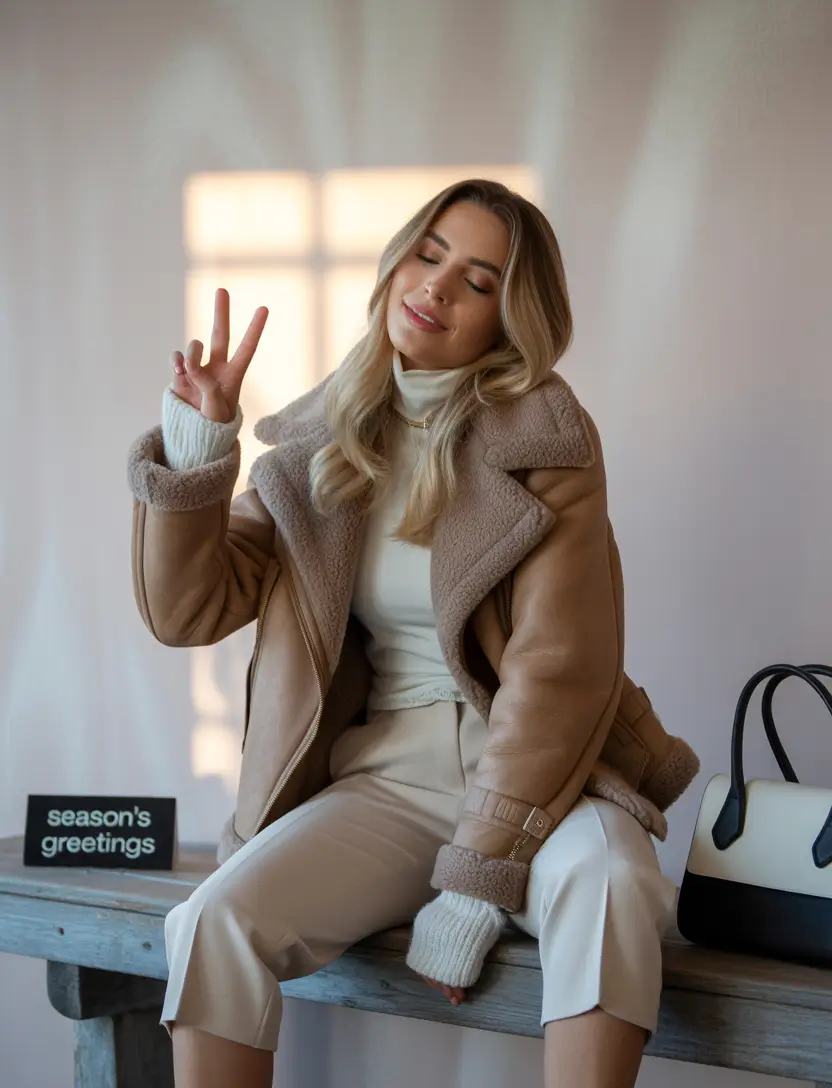 early winter outfits Soft Shearling Warmth