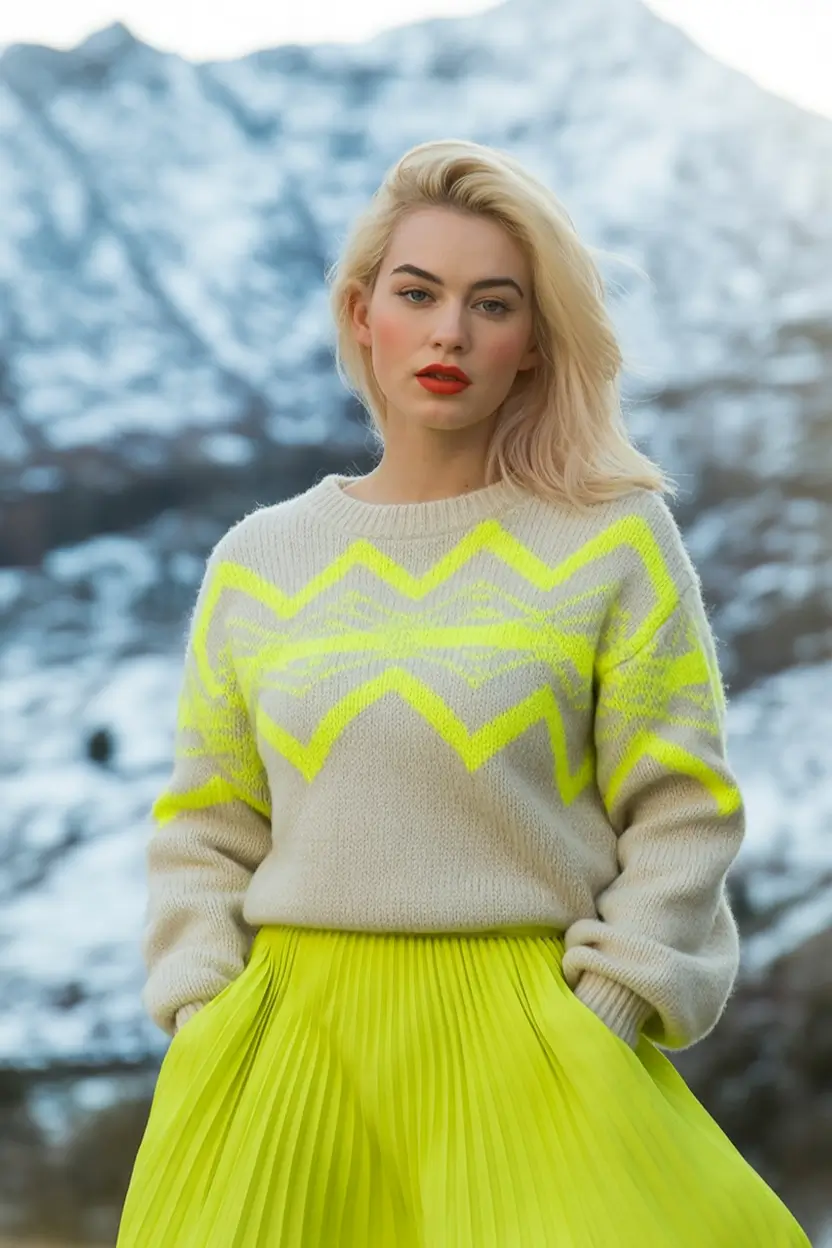 early winter outfits Neon Energy in the Snow