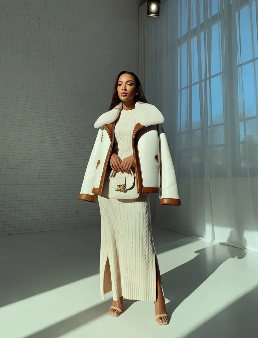 early winter outfits Refined Knit Dress Ensemble