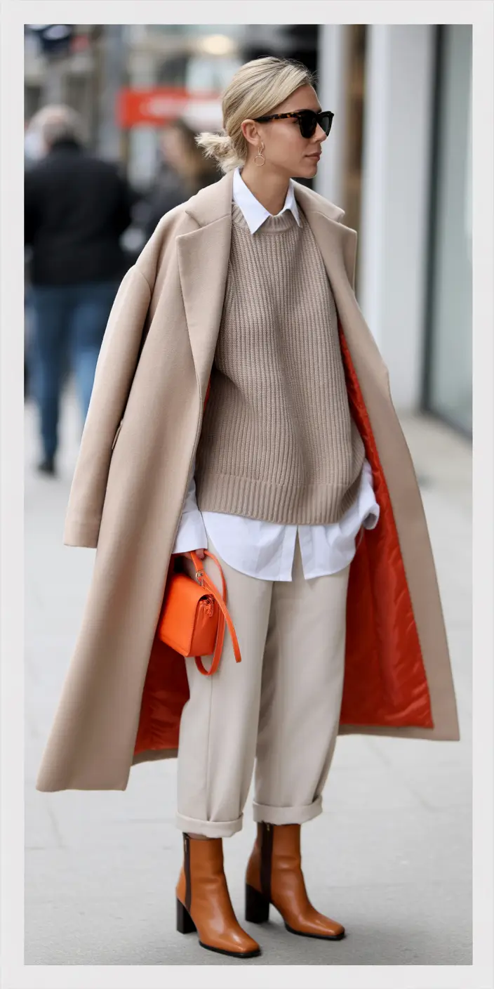 early winter outfits Preppy Layers with a Pop
