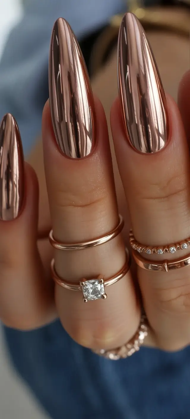 fall chrome nails Rose Chrome Allure