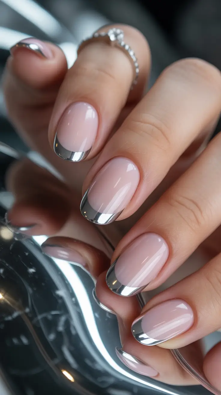 fall chrome nails Chrome French Twist