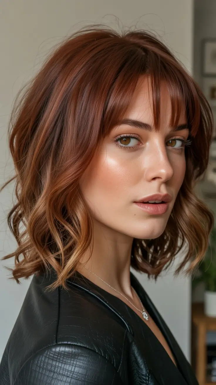 fall and winter hair colors Chestnut Balayage Waves