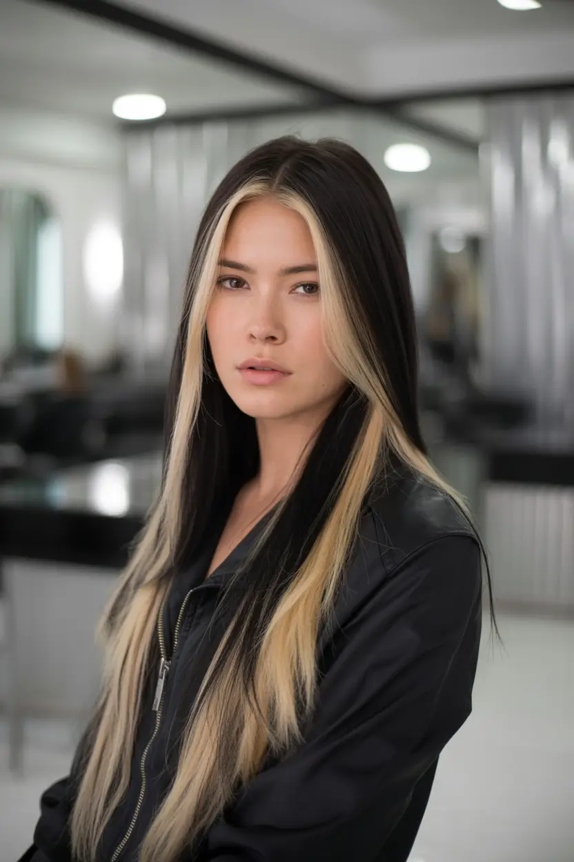 fall and winter hair colors High-Contrast Blonde Panels