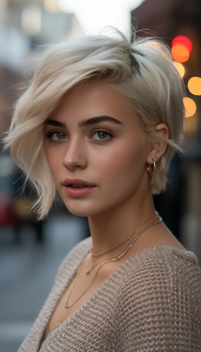 fall and winter hair colors Frosted Platinum Bob