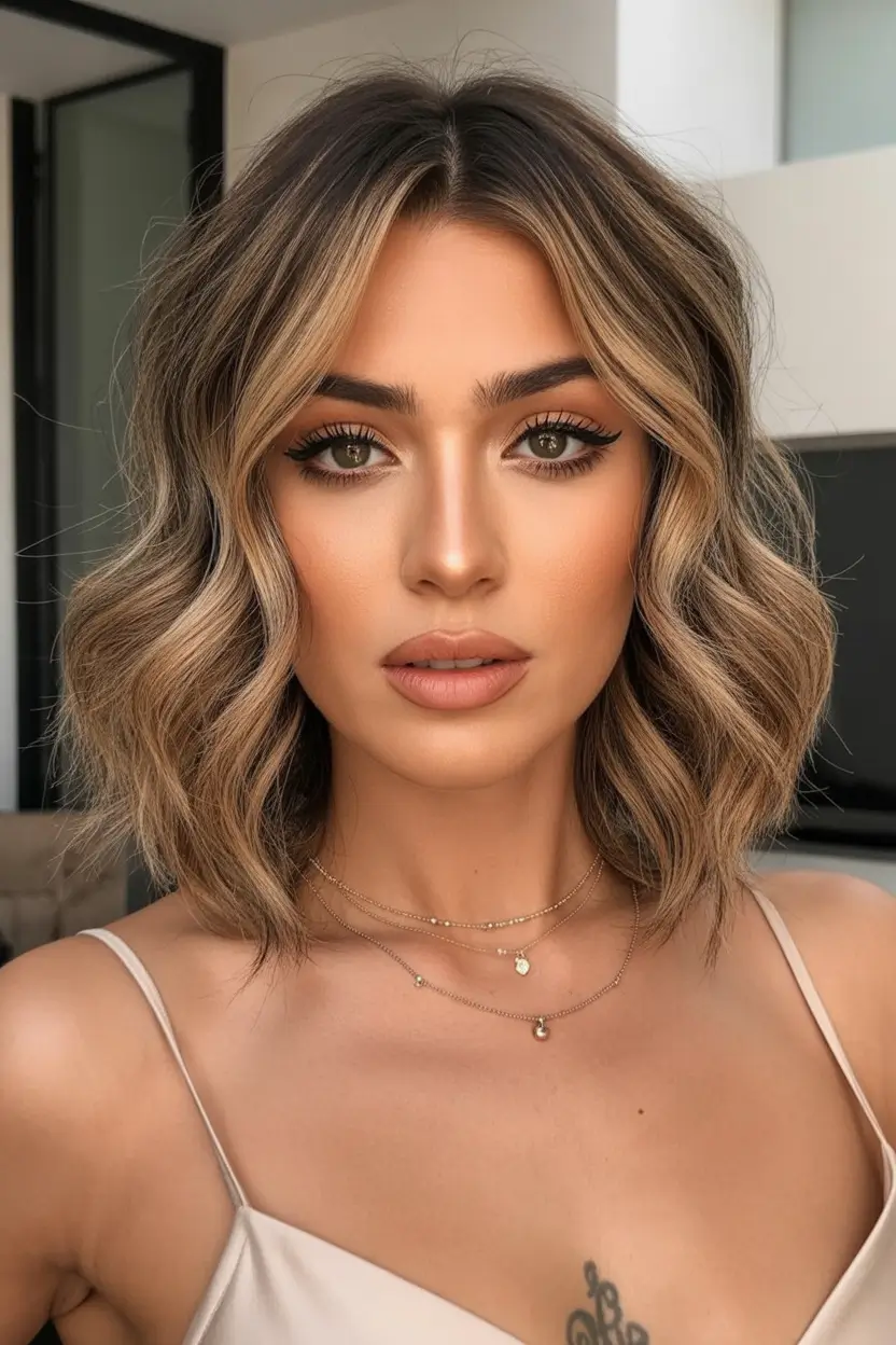fall and winter hair colors Honey Bronde Bob
