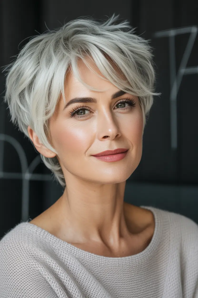 fall and winter hair colors Silver Frost Pixie