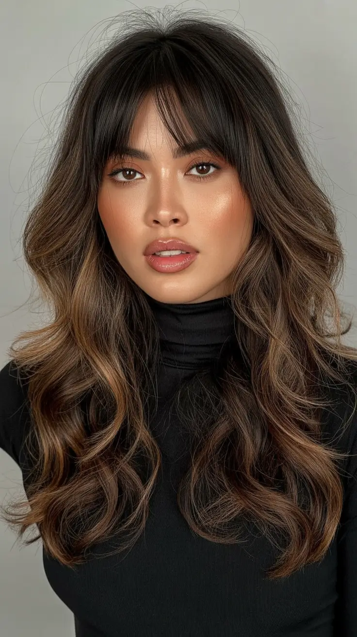 Soft Layers with Curtain Bangs haircut