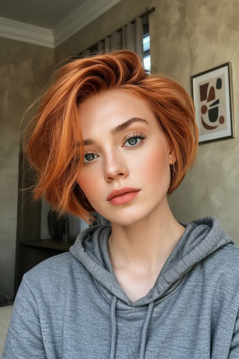 fall and winter haircuts 2025 Fiery Copper Bob