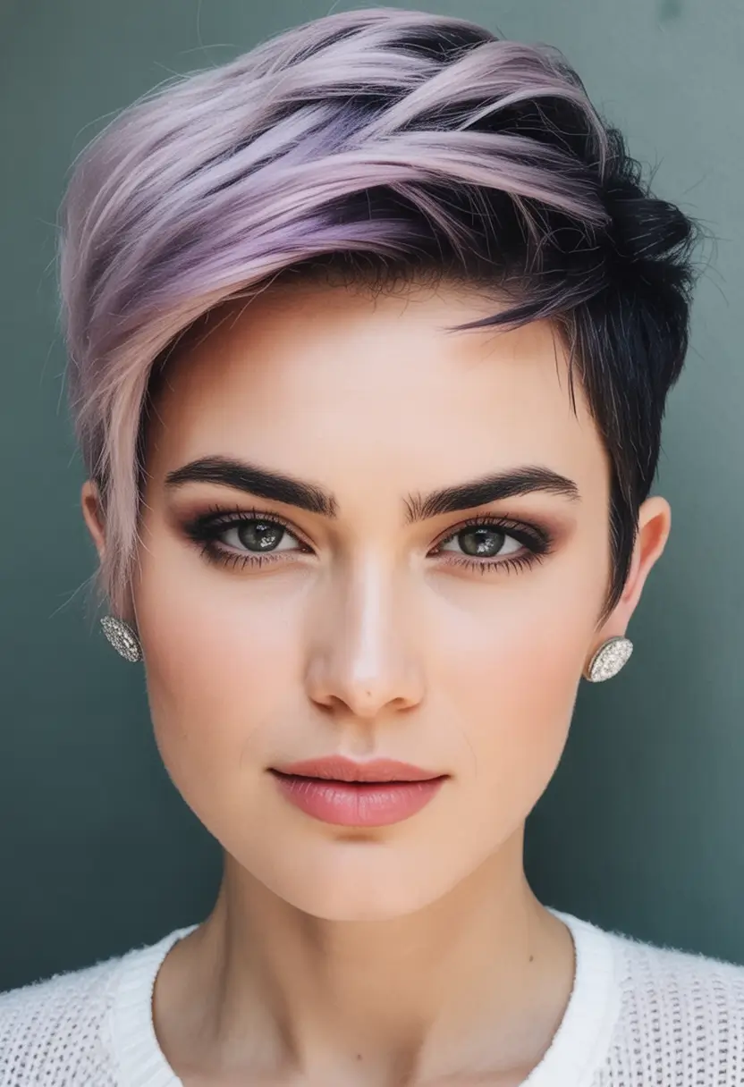 fall and winter haircuts 2025 Lavender Fade Pixie