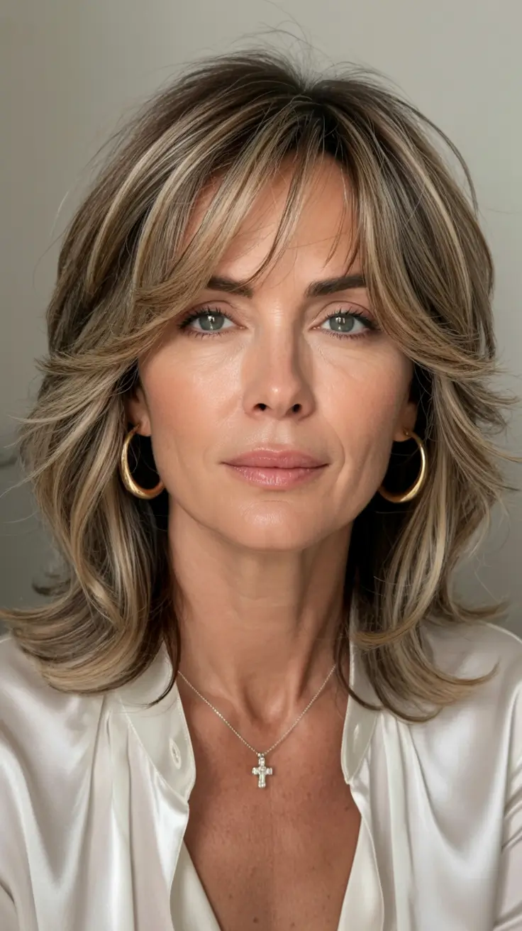 fall and winter haircuts 2025 Layered Shoulder-Length with Face-Framing Highlights