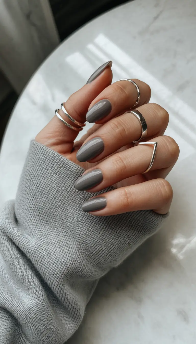 Fall nail colors Sleek Gray Minimalism
