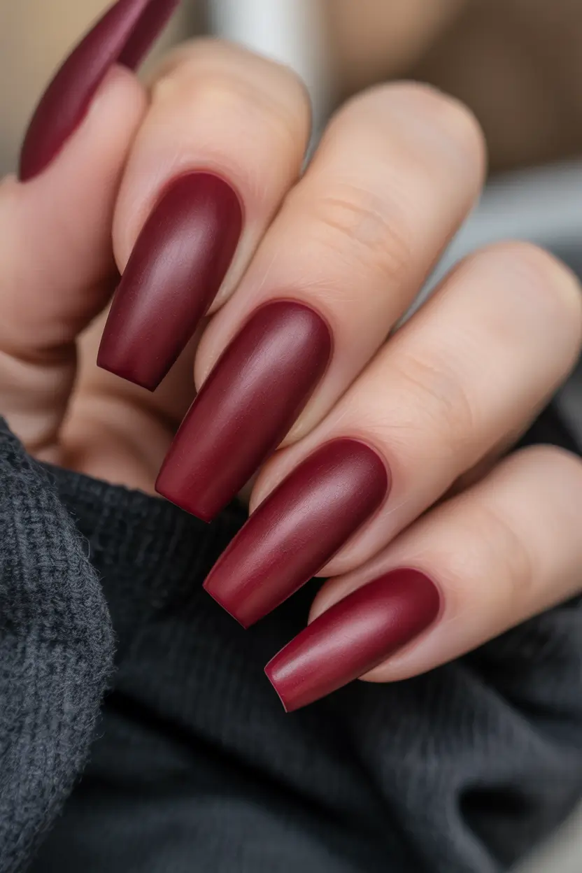 Fall nail colors Matte Merlot Elegance