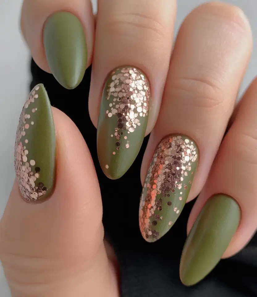 October-nails-color-Olive-Glitter-Fade