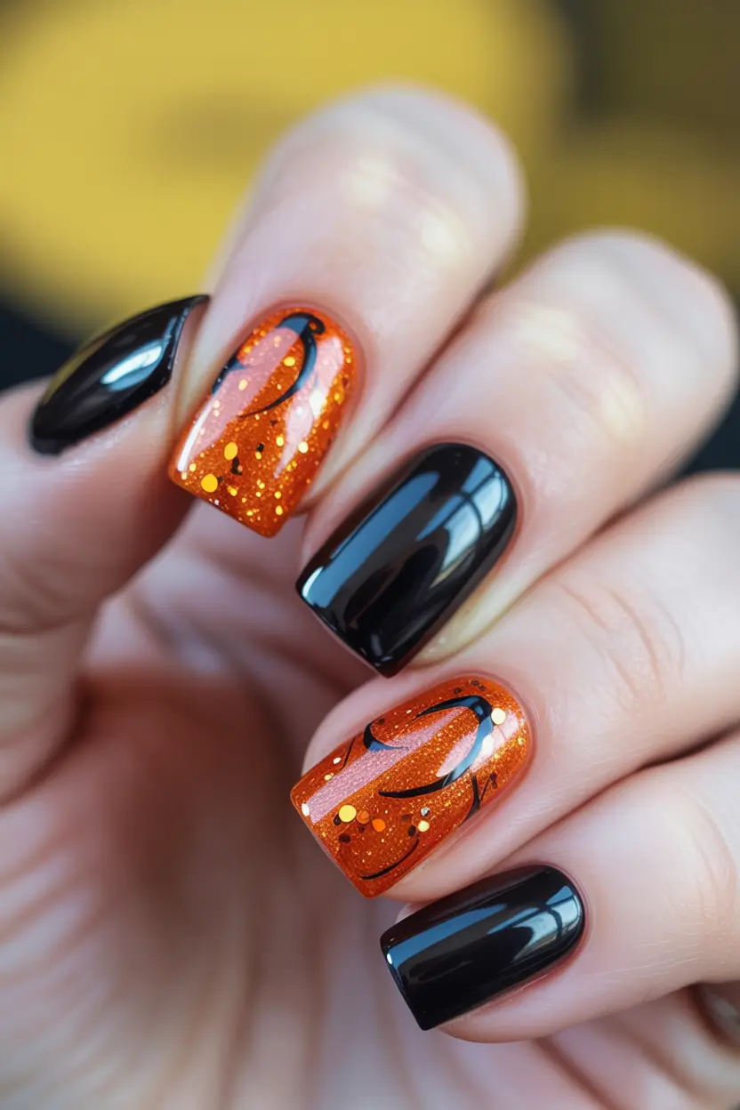 Fall Nail Colors 2025 Glitter Pumpkin Spice