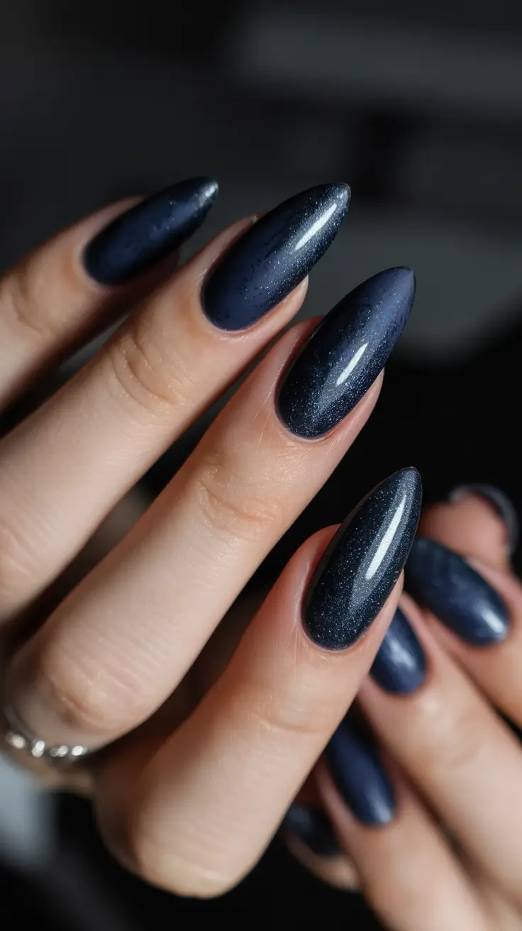 Fall Nail Colors 2025 Night Sky Navy Sparkle